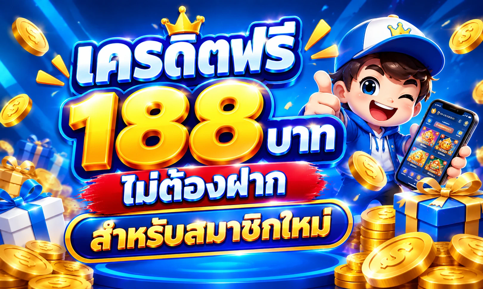 เครดิตฟรี 188 บาท ไม่ต้องฝาก สำหรับสมาชิกใหม่